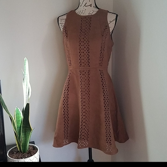 Target Mossimo Laser Cut Faux Suede Mini Dress Size Small - Picture 6 of 7